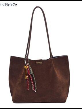 Suede Tote Bag Women Faux Suede Purse Shoulder Handbag Slouchy Zipper